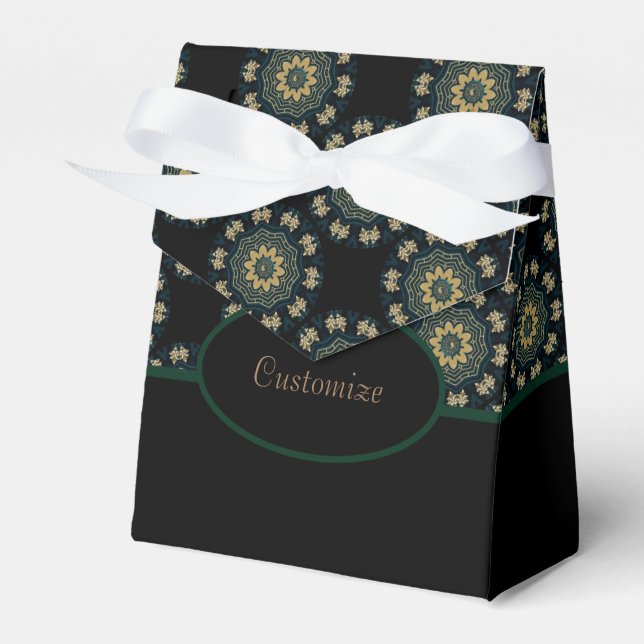 Chic Gold & Green Asian Style 2 Favour Box (Front Side)