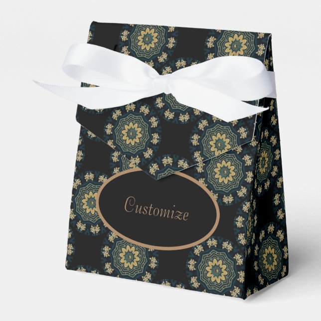 Chic Gold & Green Asian Style Favour Box (Front Side)