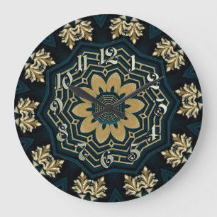 Chic Gold & Green Asian Style Large Clock