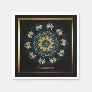 Chic Gold & Green Asian Style Napkin