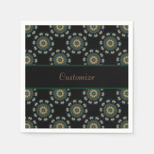 Chic Gold & Green Asian Style Pattern Napkin