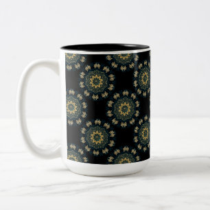 Chic Gold & Green Asian Style Two-Tone Coffee Mug