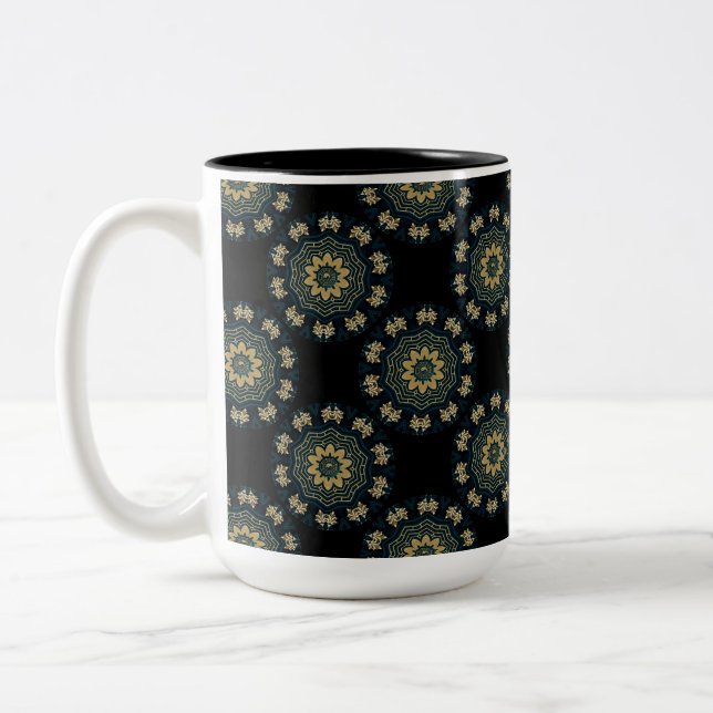 Chic Gold & Green Asian Style Two-Tone Coffee Mug (Left)