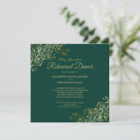 Chic Gold & Green Wedding Rehearsal Dinner Square