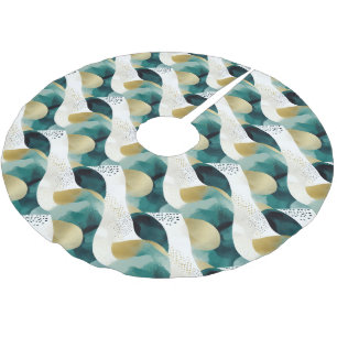 Chic Gold Green White Abstract Brushed Polyester Tree Skirt