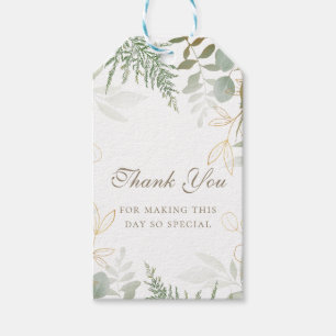 Chic Gold Greenery Thank You Favour Gift Tags
