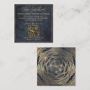 Chic Gold & Grey Mandala Reiki Healing Meditation Square Business Card