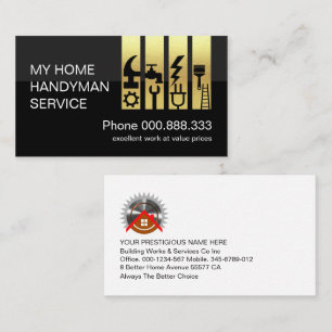Chic Gold Handyman Tools Tab Builder Business Card