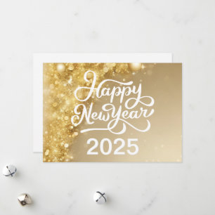 Chic Gold Happy New Year 2025 Company Holiday Card