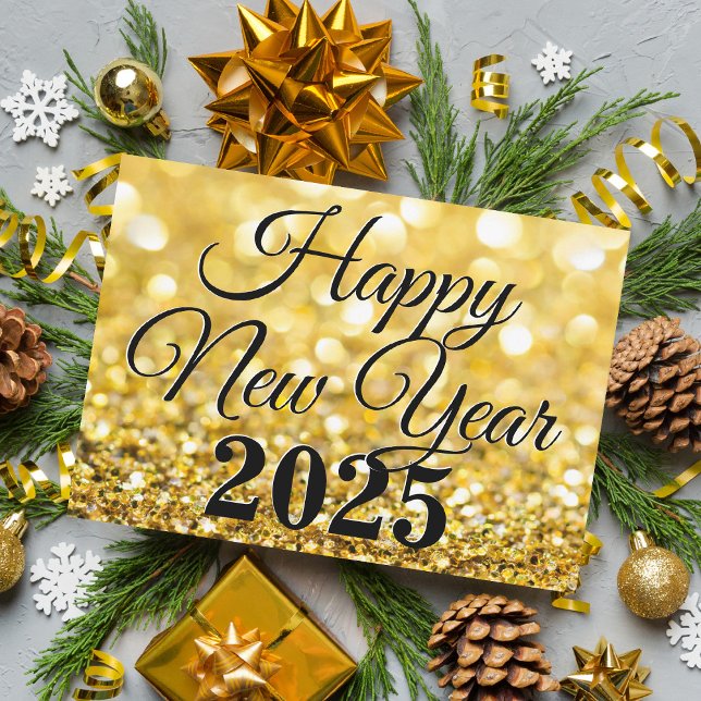 Chic Gold Happy New Year 2025 Company Holiday Card (Creator Uploaded)