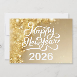 Chic Gold Happy New Year 2026 Company Holiday Card