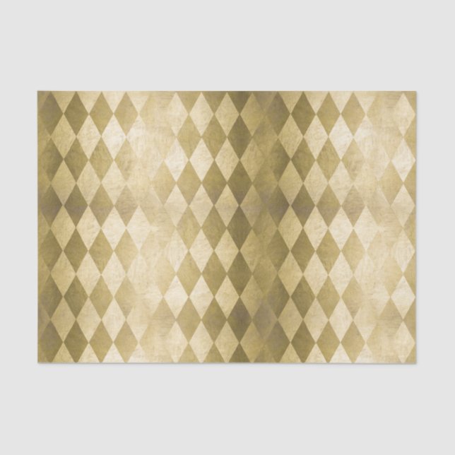 Chic Gold Harlequin Diamond Pattern Tissue Paper (Front)