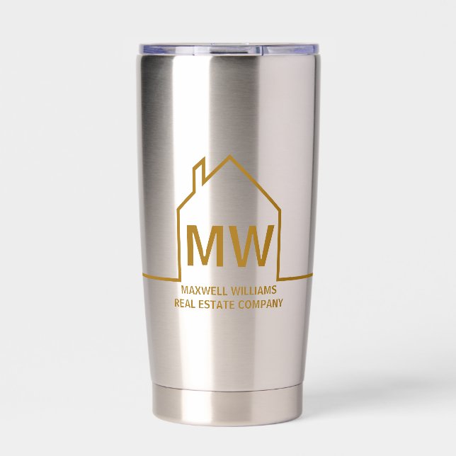Chic Gold House Real Estate Company Marketing Insulated Tumbler (Front)