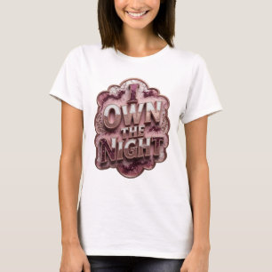 Chic Gold I OWN THE NIGHT Artistic Motif T-Shirt