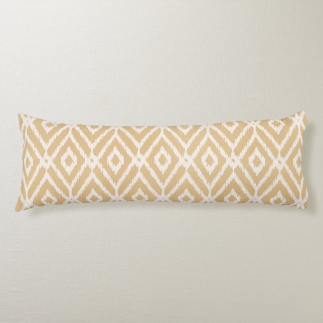 Chic gold ikat tribal diamond pattern body cushion (Front)