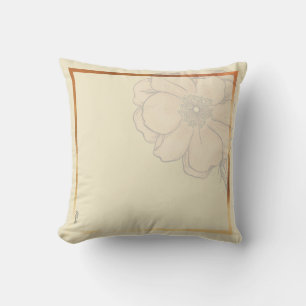 Chic Gold Ivory Abstract Floral Frame Cushion