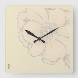 Chic Gold Ivory Abstract Floral Square Wall Clock