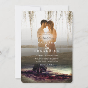 Chic Gold Landscape Overlay 2 Photos Wedding Invitation