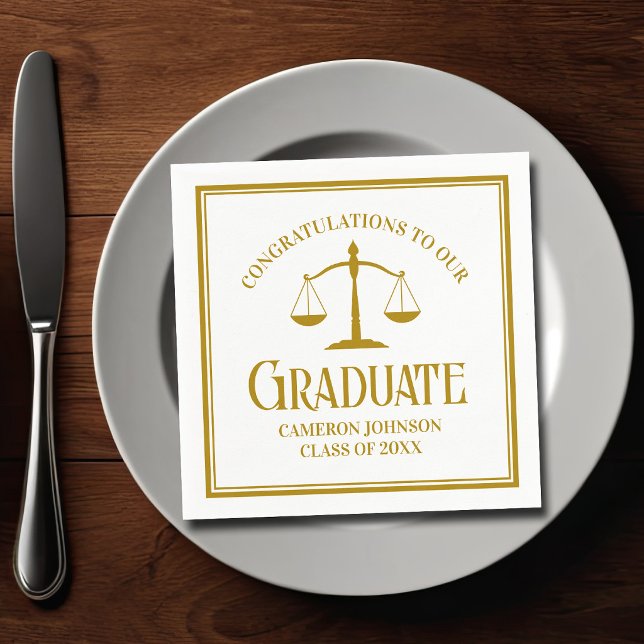 Chic Gold Law School Custom Graduation Party Napkin (Creator Uploaded)