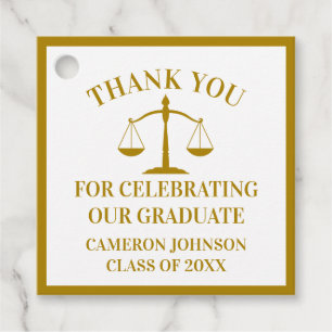 Chic Gold Law School Graduation Party Favour Tags