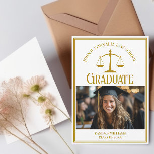 Chic Gold Law School Graduation Photo Announcement