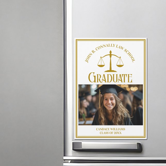 Chic Gold Law School Graduation Photo Magnet Card (Creator Uploaded)