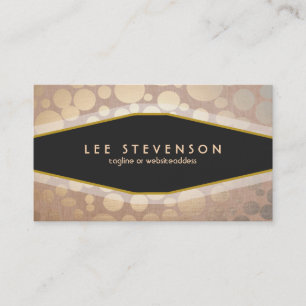 Chic Gold Leaf Circles Beige Linen Look Fashion Business Card