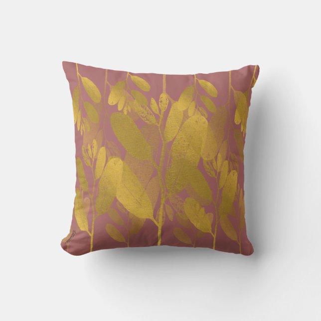 Chic Gold Leaf Purple Classic Background Cushion (Front)