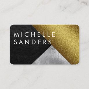 Chic Gold Leather Glass Modern Art Business Card