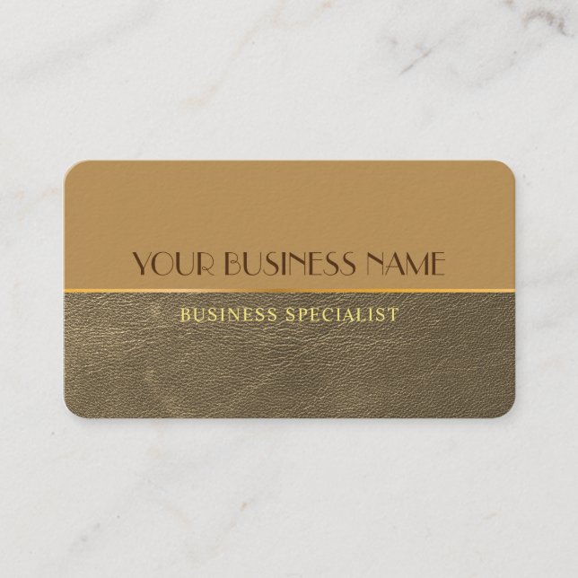 Chic gold leather texture elegant Minimalist  Business Card (Front)