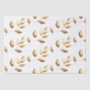 Chic Gold Leaves Wedding Tissue Paper