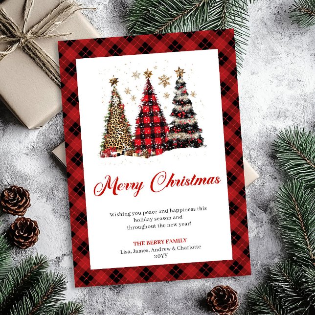 Chic Gold Leopard Christmas Tree Watercolor Card (Chic Gold Leopard Christmas Tree Watercolor Card)