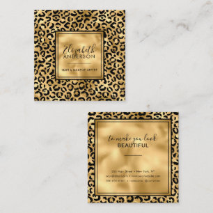 Chic Gold Leopard Print Fashion Modern Square Business Card