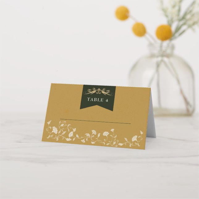 Chic Gold Library Chapter Wedding Place Cards (Front)