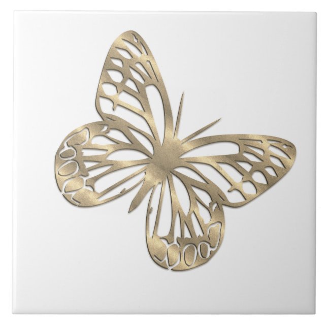 Chic Gold Look Butterfly Tile (Front)