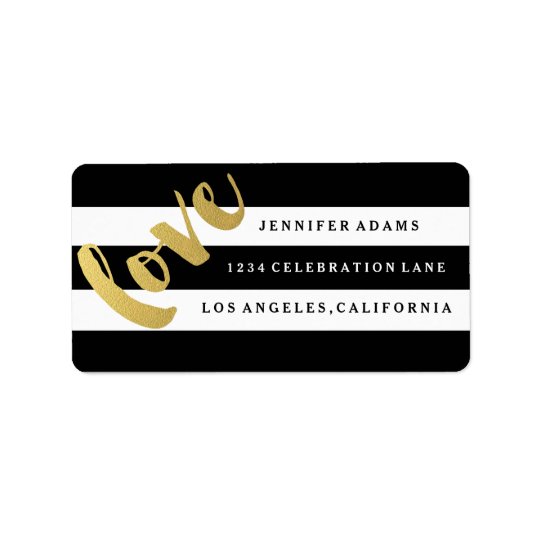 Chic Gold LOVE | Black Stripe Address Labels