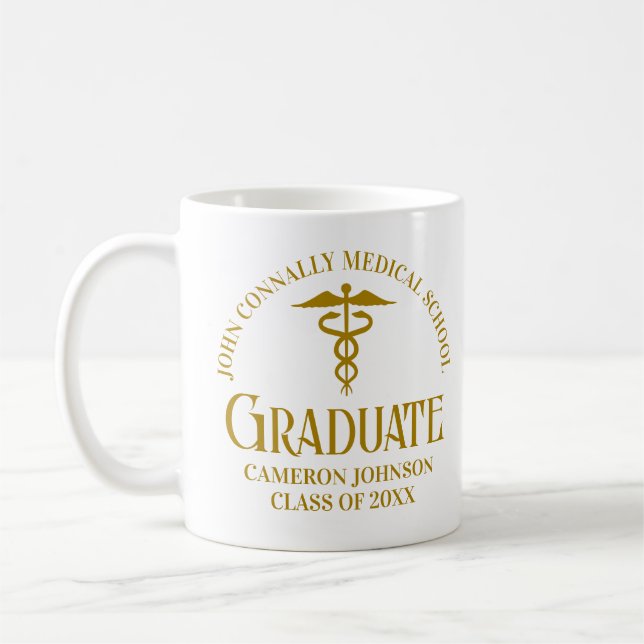 Chic Gold Medical School Graduate Custom Coffee Mug (Left)