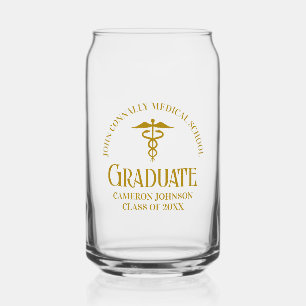 Chic Gold Medical School Graduate Personalised Can Glass