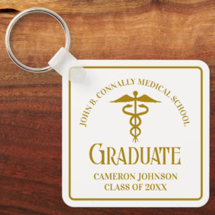 Chic Gold Medical School Graduation Keepsake Key Ring