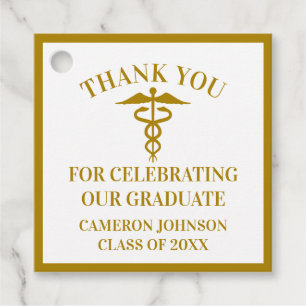 Chic Gold Medical School Graduation Party Favour Tags