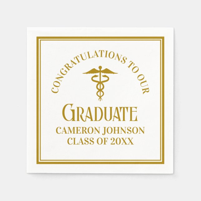 Chic Gold Medical School Graduation Party Napkin (Front)