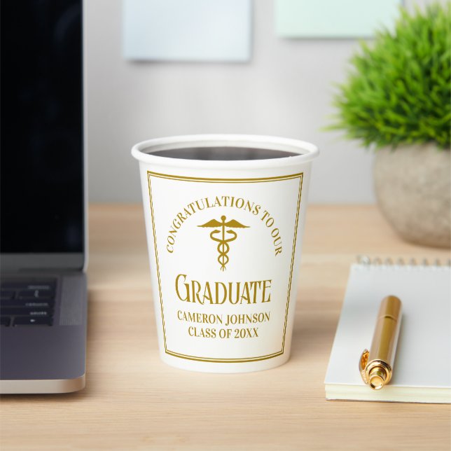 Chic Gold Medical School Graduation Party Paper Cups (Insitu)