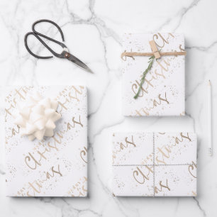 Chic Gold Merry Christmas Wrapping Paper Sheet
