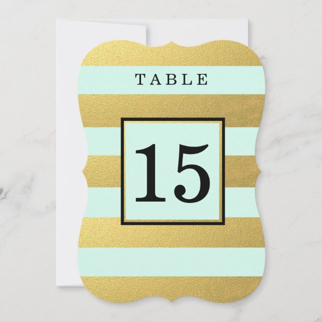 CHIC GOLD | MINT WEDDING TABLE NUMBER CARDS (Front)