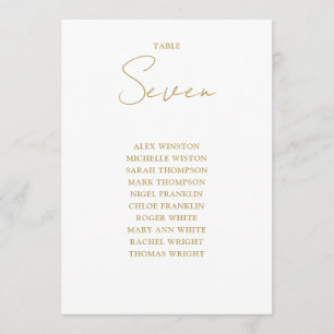 Chic Gold Modern Seating Chart Table Number