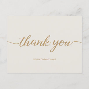 Chic Gold Modern Typography Script business thank Postcard