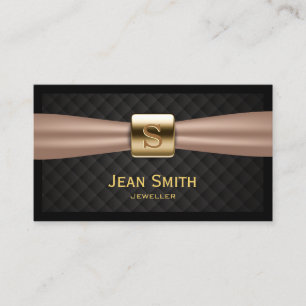 Chic Gold Monogram Diamond Quilts Makeup Artist Business Card