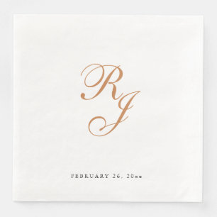Chic Gold Monogram Script Wedding Dinner Napkins