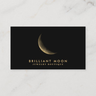Chic Gold Mystical Moon Phase Black Business Card