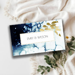 CHIC GOLD NAVY UNDERWATER SEA FISH WEDDING WEBSITE BUSINESS CARD